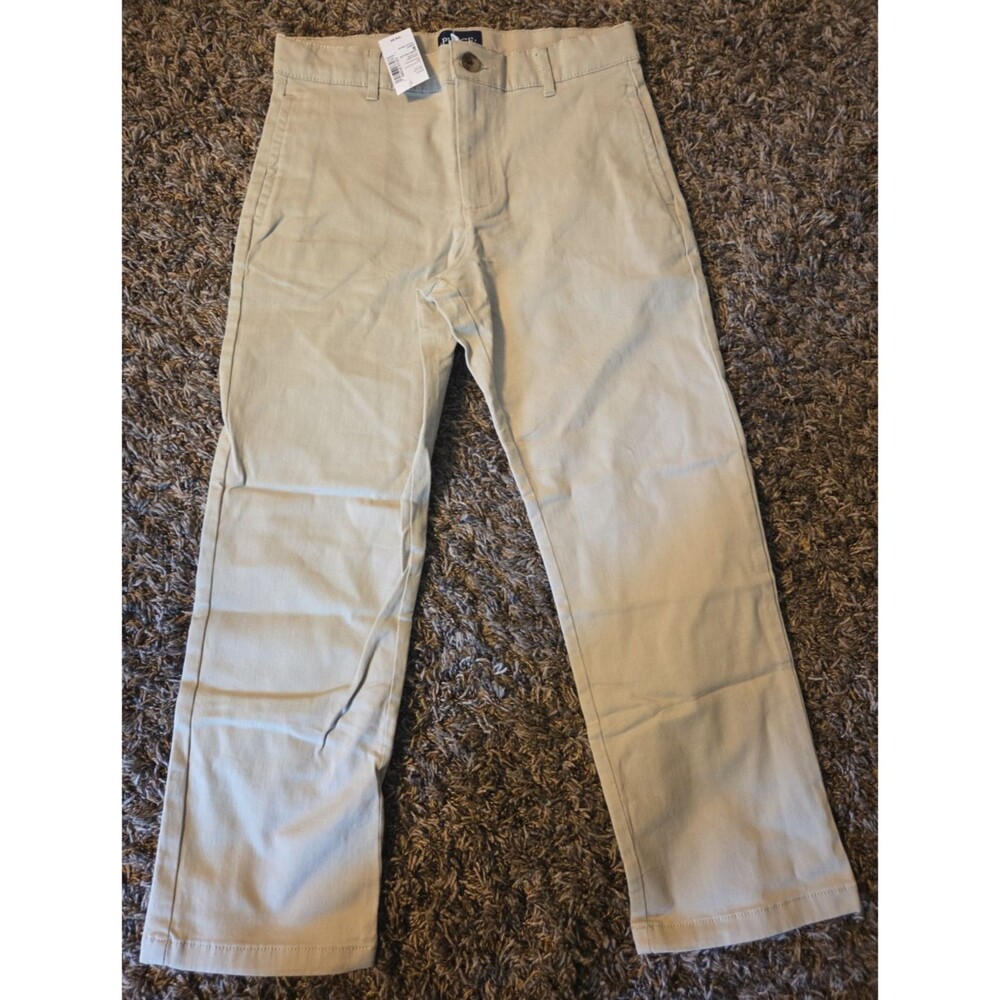 The Childrens Place Boys Khaki Chino Pants Tan Adj Waist Size 8 NWT